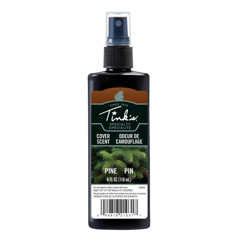Tink's Pine Power Cover Natural Odor Eliminator and Human Scent Blocker, Easy Application for Hunting Gear, Clothes, or Boots, 4 Oz Spray Bottle, - Image 1